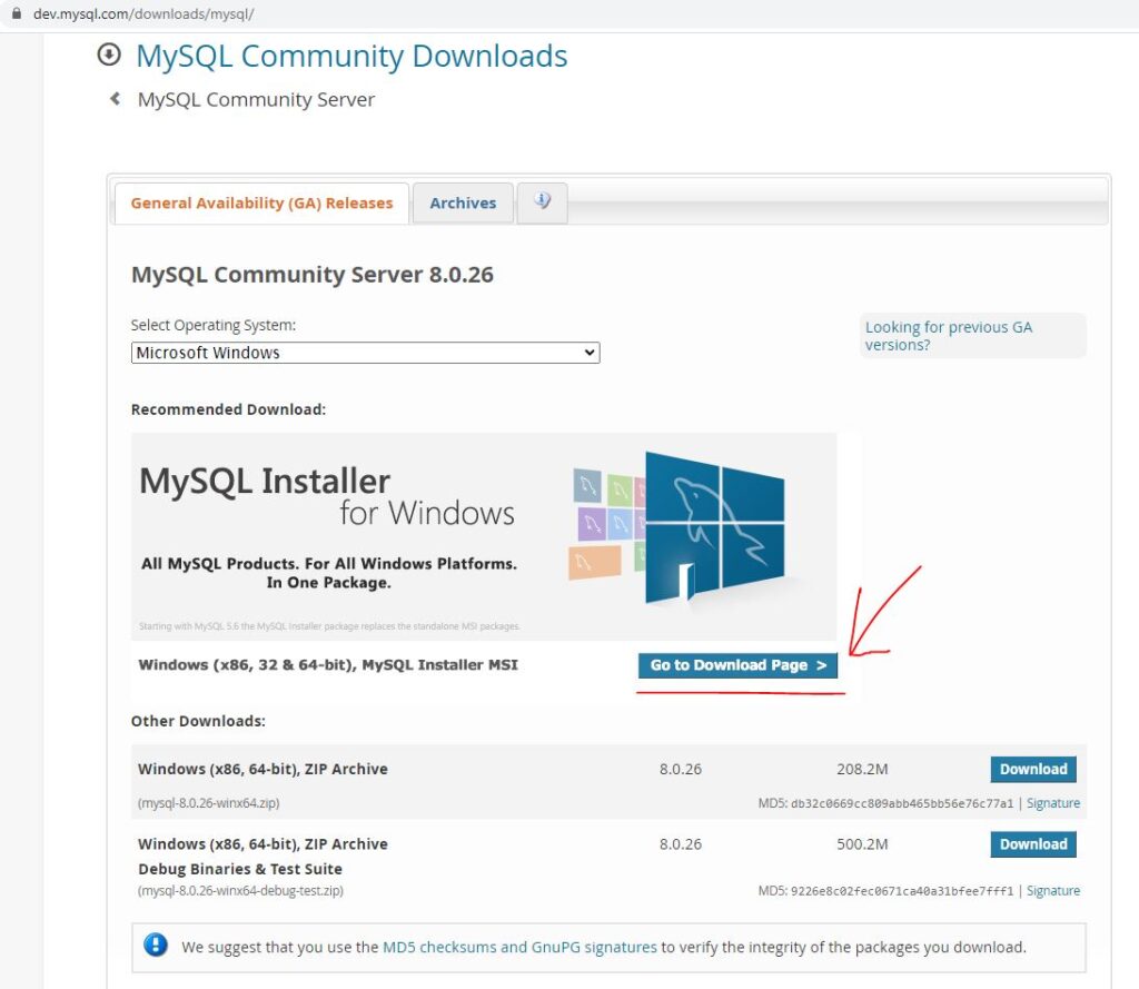 mysql community server installer